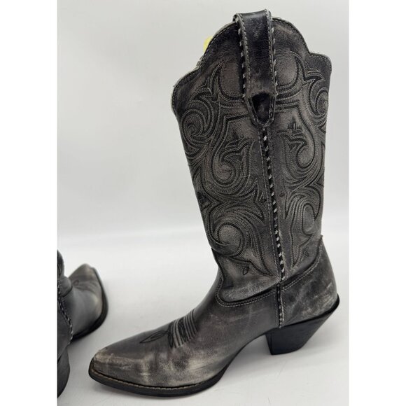 Durango Womens Crush Scalloped Cowboys Boots Size 7.5M Black 11" Western Leather - Picture 9 of 14